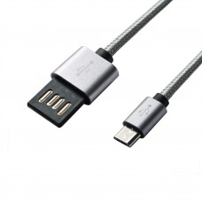 Кабель USB-MicroUSB Grand-X 1m Grey/Black (FM02)