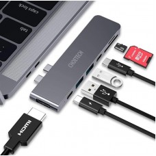 USB HUB Choetech HUB-M14 7в1 2USB 2Type-C Type-C-HDMI-SD-TF-USB Multiport Adapter Grey
