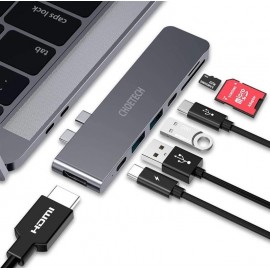 USB HUB Choetech HUB-M14 7в1 2USB 2Type-C Type-C-HDMI-SD-TF-USB Multiport Adapter Grey