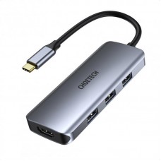 USB HUB Choetech HUB-M19 7в1 3USB 1Type-C Type-C-HDMI-USB-SD-TF Multiport Adapter Grey