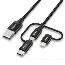 Кабель 3в1 USB-Lightning-microUSB-Type-C Choetech 2.4A 1.2m (IP0030-BK)