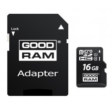 Карта памяти MicroSDHC 16GB UHS-I Class 10 GoodRam + Adapter SD (M1AA-0160R12)