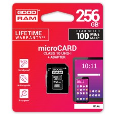 Карта памяти MicroSDXC 256GB UHS-I Class 10 GoodRam + Adapter SD (M1AA-2560R12)