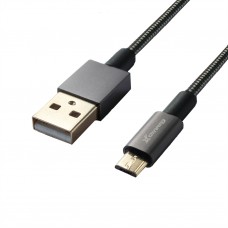 Кабель USB-MicroUSB Cu 21A Grand-X 1m доп. защита-метал.оплетка Black
