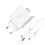 Сетевое зарядное устройство SkyDolphin SC30L 2USB 2.1A White (MZP-000112) + кабель Lightning