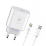 Сетевое зарядное устройство SkyDolphin SC18EL PD2.0 1Type-С 3A White (MZP-000156) + кабель Lightning
