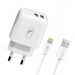 Сетевое зарядное устройство SkyDolphin SC22EBL 2USB 2.1A White (MZP-000162) + кабель Lightning
