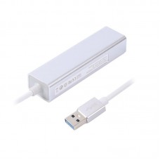 USB HUB Maxxter 3USB 3.0 USB-RJ-45 металл Grey (NEAH-3P-01)
