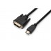 Кабель HDMI-DVI ProLogix Premium Single Link 18+1 V1.3 0.5m Balck (PR-HDMI-DVI-P-01-30-05m)