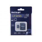 Карта памяти MicroSDXC 64GB UHS-I Class 10 Patriot LX + Adapter SD (PSF64GMCSDXC10)