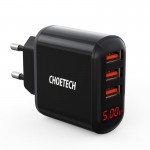 Сетевое зарядное устройство Choetech 3USB 2.4A Black (Q5009-EU)