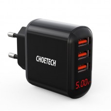 Адаптер сетевой Choetech 3USB 2.4A Black (Q5009-EU)