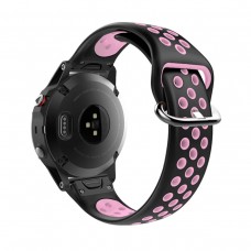 Ремешок TPU SK для Garmin QuickFit 22 Nike-style Black Pink (QF22-NSSB-BKPK)