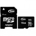 Карта памяти MicroSDHC 16GB UHS-I Class 10 Team Black + Adapter SD (TUSDH16GCL10U03)