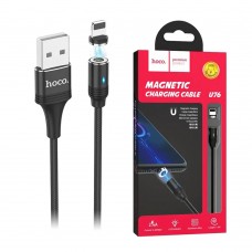 Кабель USB-Lightning Hoco U76 Fresh magnetic 1.2m 2.4A Black (U76B)