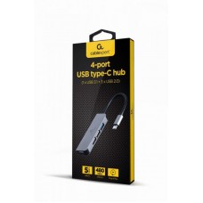 USB HUB Cablexpert 4USB Type-C-USB металл Grey (UHB-CM-U3P1U2P3-01)
