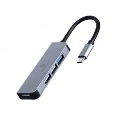 USB HUB Cablexpert 4USB Type-C-USB металл Grey (UHB-CM-U3P1U2P3-01)