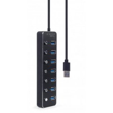 USB HUB Gembird 7USB 3.0 USB-USB с выключателями пластик металл Black (UHB-U3P7P-01)
