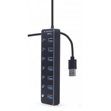 USB HUB Gembird 7USB 3.0 USB-USB с выключателями пластик металл Black (UHB-U3P7P-01)