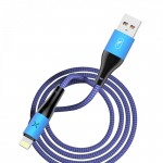 Кабель USB-Lightning SkyDolphin S49L LED Aluminium Alloy 3A 1m Blue (USB-000566)