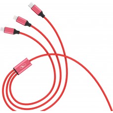 Кабель USB-Lightning-Type-C-MicroUSB SkyDolphin S63E 3в1 2.4A 1.2m Red (USB-000624)