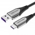 Кабель USB-Type-C Vention TPE Nylon 5A 480Mbps nickel-plated 1m Grey (COFHF)