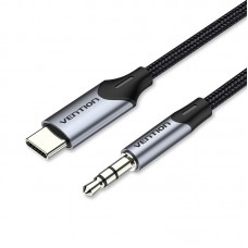 Кабель Audio Type-C-3.5мм Vention nickel-plated 1m Black (BGKHF)