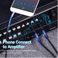 Кабель Audio 6.35мм-3.5мм Vention 2хF/F TPE Nylon gold-plated 0.5m Grey (BARHD)