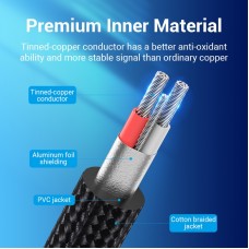 Кабель Audio 6.35мм-3.5мм Vention 2хF/F TPE Nylon gold-plated 0.5m Grey (BARHD)