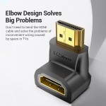 Адаптер HDMI-HDMI Vention F/M UP 90 4K 60Hz gold-plated Black (AIOB0)