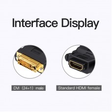Адаптер HDMI-DVI-D Vention (DVI 24+1-HDMI 1.4) M/F 1080P 60Hz Black (ECDB0)