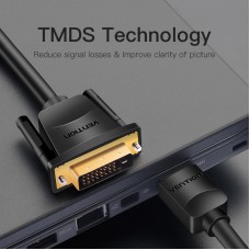 Кабель HDMI-DVI-D v.1.4 Vention (DVI 24+1) 1080P 60Hz gold-plated 2m Black (ABFBH)