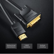 Кабель HDMI-DVI-D v.1.4 Vention (DVI 24+1) 1080P 60Hz gold-plated 2m Black (ABFBH)