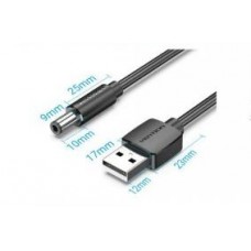 Кабель USB-DC5.5mm Vention PVC 5V 3A 1.5m Black (CEYBG)