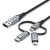 Кабель 3 в 1 USB-MicroUSB-Type-C-Lightning Vention TPE Nylon MFi C89 2А 480Mbps 0.5m Grey (CQJHD)