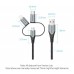 Кабель 3 в 1 USB-MicroUSB-Type-C-Lightning Vention TPE Nylon MFi C89 2А 480Mbps 0.5m Grey (CQJHD)