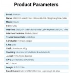 Кабель 3 в 1 USB-MicroUSB-Type-C-Lightning Vention TPE Nylon MFi C89 2А 480Mbps 0.5m Grey (CQJHD)