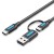 Кабель 2 в 1 USB-Type-C Vention PVC PD 60W 3A 480Mbps nickel-plated 1m Black (CQLBF)