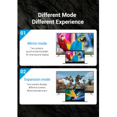 Кабель HDMI-HDMI v.2.0 Vention 4K 60Hz 18Gbps 30AWG HDR Video gold-plated 1m Black (AAV-A)