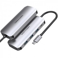 USB HUB Vention 5 in 1 Type-C-HDMI-USB 3USB 1Type-C PD 100W Gray (THFHB)