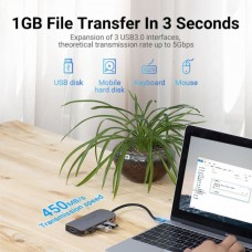 USB HUB Vention 5 in 1 Type-C-HDMI-USB 3USB 1Type-C PD 100W Gray (THFHB)