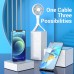 Кабель 3 в 1 USB-MicroUSB-Type-C-Lightning Vention TPE Nylon MFi C89 2А 480Mbps 1m Grey (CQJHF)