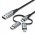 Кабель 3 в 1 USB-MicroUSB-Type-C-Lightning Vention TPE Nylon MFi C89 2А 480Mbps 1m Grey (CQJHF)