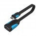 Адаптер USB-MicroUSB OTG 2.0 Vention PVC Flat 2A 480Mbps nickel-plated 0.10m Black (VAS-A09-B010)