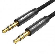 Кабель Audio Aux 3.5мм-3.5мм Vention F/F Fabric Braided gold-plated 0.5m Black (BAGBD)