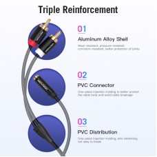Кабель Audio 3.5мм-2RCA Vention M/F 24К gold-plated  26 AWG 1m Black (VAB-R01BF)
