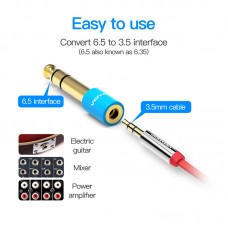 Адаптер Audio 6.35мм-3.5мм Vention F/M gold-plated copper Blue (VAB-S01-L)