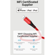 Кабель USB-Lightning Vention TPE Nylon MFi C89 2.4A 480Mbps nickel-plated 1m Red (LABRF)