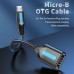 Адаптер USB-MicroUSB OTG 2.0 Vention PVC Round 2A 480Mbps nickel-plated 0.15m Black (CCUBB)