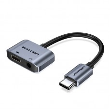 Адаптер Audio 2 ni 1 Type-C-3.5мм Vention M/2xF 1.5A nickel-plated 0.10m Black (BGSHA)
